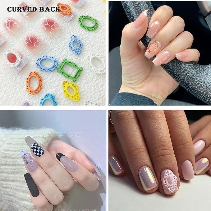 Macaron Frame Nail Charm,3D Retro Nail Charms Vintage Metal Nail Charms Accessories Punk Nail Art Supplies for Manicure Nail Art Craft DIY Nail Decorations