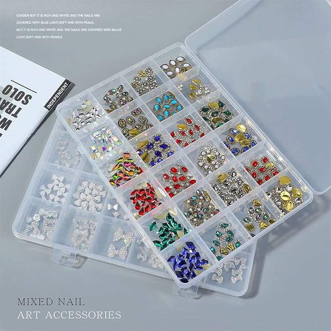 1 Box 3D Gems Rhinestones Mix Retro Alloy Nail Art Decorations Diamond Mounted Studs Irregular Heart Shiny Rhinestones 3d Manicure UV Gel DIY Nail Charms Jewelry on Nails Salon Supplies