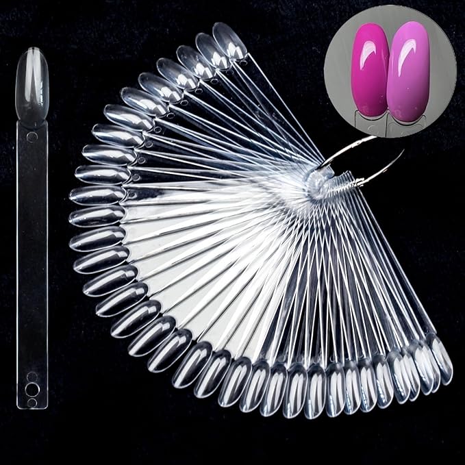 Medium Oval Nail Art Practice Tips, BORNBYME 100pcs Clear Nail Polish Swatch Sticks Tips Nail Sample Sticks for Gel Nail Polish Color Display