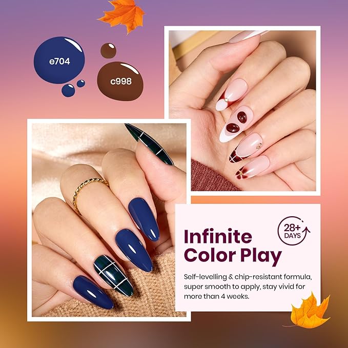beetles Gel Polish Set - Twilight Grove Whisper Collection, 6 Colors Dark Brown Burgundy Colors Red Green Nails Art Soak Off Uv LED Nail Kit Minicure DIY Home Gifts for Women