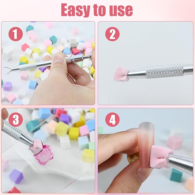 300Pcs Soft Nail Sponges for Ombre,Colorful Nail Art Sponges With Grabbing Pen,Acrylic Palette for Gradient Arc Brush Accessories Supplies for Salon and Home