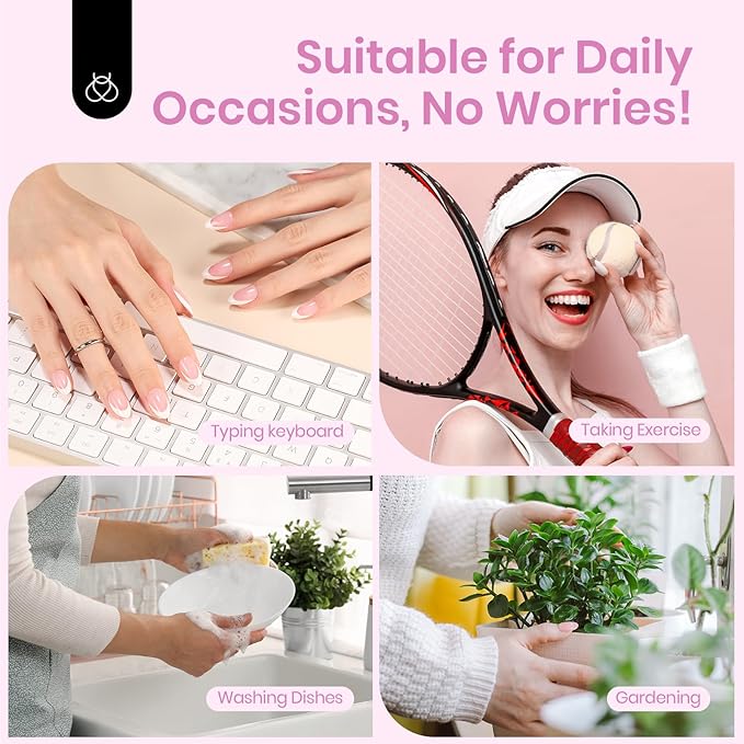 Beetles Spring Press On Nails 224 Pcs 7 Colors, French Tip Nails Short Almond Classic Fake Nail Tips, Pastel Romance Macaron Soft Gel Nails False Nails Art DIY For Women