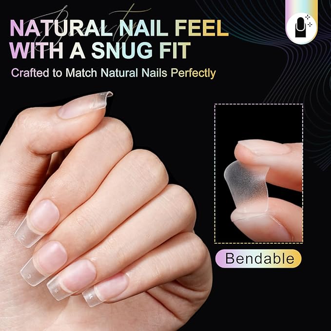 Short Coffin Full Cover Nail Tips, 240Pcs Double-Sided Matte Press-On Fake Nails, No File Pre-Shaped, Gel Polish Ready, 15 Sizes for Manicure, Home DIY, Salon Use, No Base Coat Needed