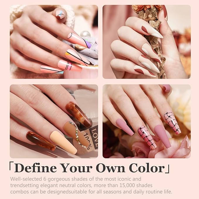 modelones Gel Nail Polish Set 6 Colors White Nude Purple Blue Gel Nail Polish Soak Off LED Manicure DIY Nail Art Salon Home Gift For Women Girl