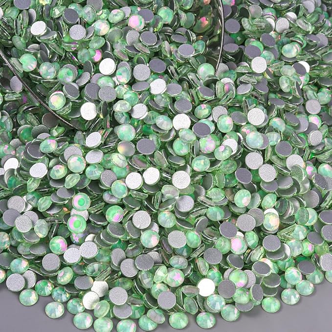 Blinginbox Rhinestones for Crafting,Flatback Rhinestones Glass Gems Stones Round Gemstones Non-Hotfix Crystal for Crafts Nail Decoration,Seafoam Green Opal(2.7-2.9mm) SS10/1440pcs
