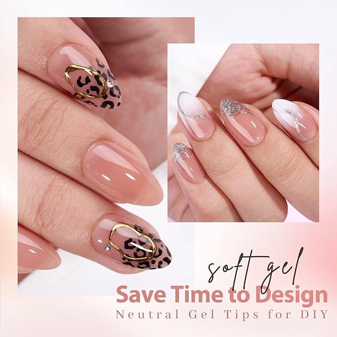 BTArtbox Short Almond Nail Tips - XCOATTIPS Gel Nail Kit with Tip Primer Base, 160 pcs Brown Pre-colored Fake Nails with Gel Nail Glue and Top Coat Nail Extension Kit for Nail Art