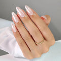 Press On Nails - Glazed Doughnut | Chrome Glazed Long Almond Fake Nails Tip, Salon Quality | 32 Nails, 16 Sizes Kit with Glue and Adhesive Tabs I Female Founded - Beauty, Self Care