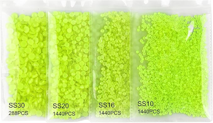 Blinginbox Flatback Rhinestones Round Gems, 1440pcs Luminous Series Glass Stones Neon Gems Non Hotfix Crystal Rhinestones for Nail Charms Crafts Clothes Tumblers,New Citrine Neon,SS16.