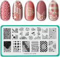 Maniology Petal Pusher Nail Stamping Plate | Spring Floral & Plaid Designs for Fresh Good Vibes DIY Manicures – Reusable, Rectangular Stainless Steel Nail Art Template