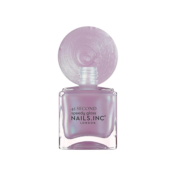 Nails Inc 45 Second Speedy Gloss, Lana, Lilac Shimmer, Metallic, No Chip, Long Lasting, Quick Dry, Air Dry, Professional Manicures & Pedicures, Fingernails & Toenails, Vegan Nail Polish, 0.47 Fl Oz