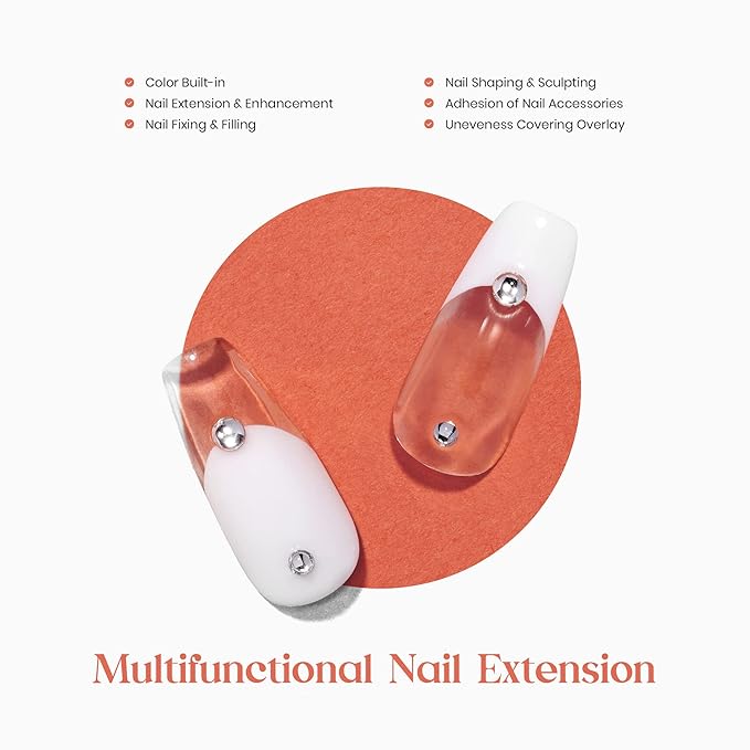 Beetles Nail Extension Gel, 60g Clear Builder Nail Gel Nail Art Design Nail Enhancement Gel for Beginner & Professional Easy DIY Fall Nails at Home Salon Manicure for Women, UV & LED Lamp Needed