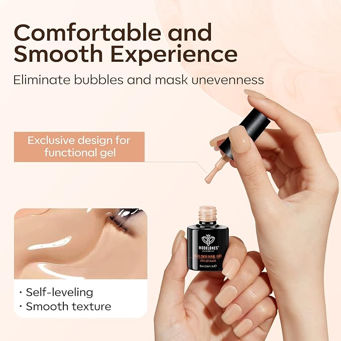 modelones Builder Nail Gel Polish Set, Base Colors 8-in-One Jelly Caramel Brown Latte Clear Builder Nail Gel for Nails Strengthener Hard Extension Rubber Lamp Cured 6 Colors