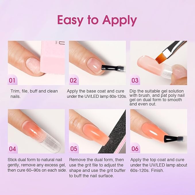 ROSALIND Poly Nail Gel Colors Kit -14 Colors +72 Nail Art Accessories Glitter Poly Nails Gel Kit Starter Kit with Mini UV Lamp Slip Solution Nude Pink Poly Art for Beginners with Everything