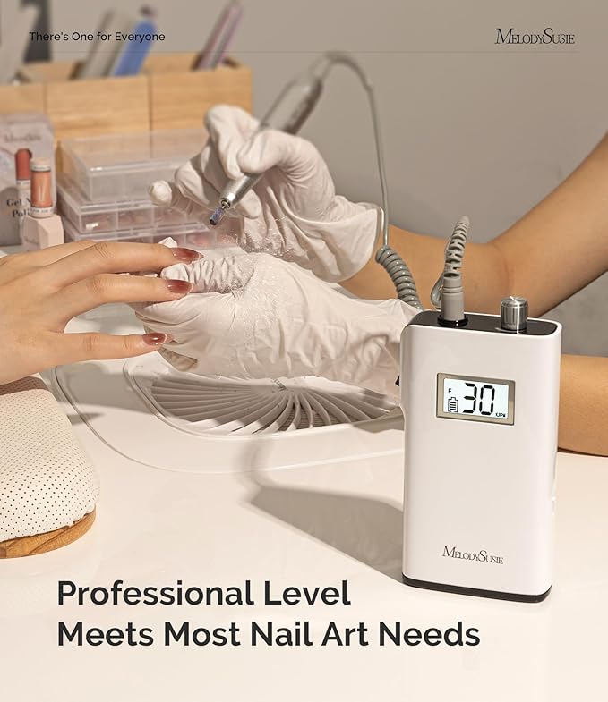 MelodySusie Entry-Level Clip-On Rechargeable Nail Drill, SC320H 30000RPM Popular Classic E-File with LCD Display for Manicure Shaping & Gel Removal, Perfect for Training, Nail Art Practice & Home Use