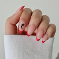 Glamnetic x Fanatics Press On Nails - Cincinnati Bearcats | Short Almond Fake Nails, Collegiate Bearcats Red French Tips, College Nails, Salon-Quality | 15 Sizes - 30 Nail Kit with Glue