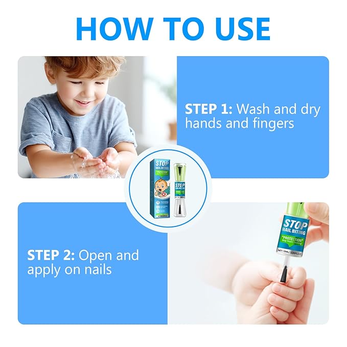 Nail Biting Treatment for Kids, Stop Nail Biting Treatment for Toddlers & Adults, Natural Bitter Nail Polish with Nourishing Oil, Long-Lasting Bitterness to Correct Bad Habits, 10ml/0.35Fl Oz