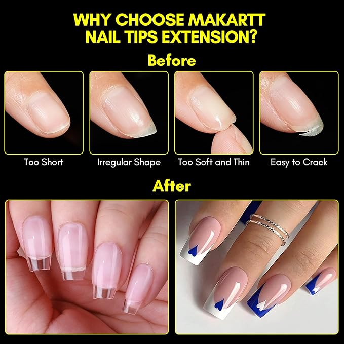 Makartt Coffin Fake Nail Tips: Medium-Short Full Cover Pre-shape Gel Nail Tips Half Matte Soft Clear Acrylic False Nails, 12 Sizes Press on Nail Extension DIY Salon Home Gifts for Women 120pcs