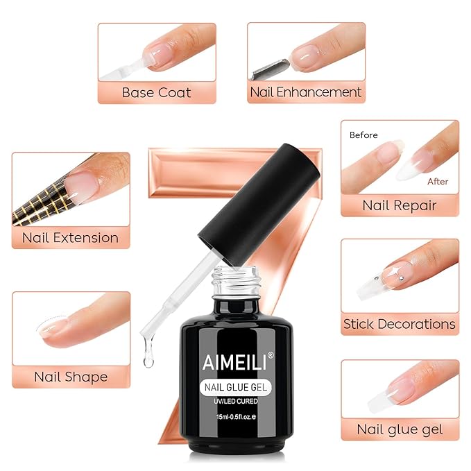 AIMEILI Hema Free Builder Base Gel Clear Builder Nail Gel for Nails Extension Soak Off U V LED Gel Polish 15ml