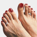 Toe Gel Nail Stickers - 34PCS Salon Quality Wraps no UV Light Needed - Long Lasting Toe Nail Polish Strips for Women (Rose Red)