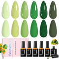 Beetles Green Gel Polish Set - Green Picnic Pastel Gel Nail Polish Set 6 Colors, Soak Off UV LED Lamp Spring Nails Art, Long-Lasting Manicure Salon DIY St Patricks Day Nails Home