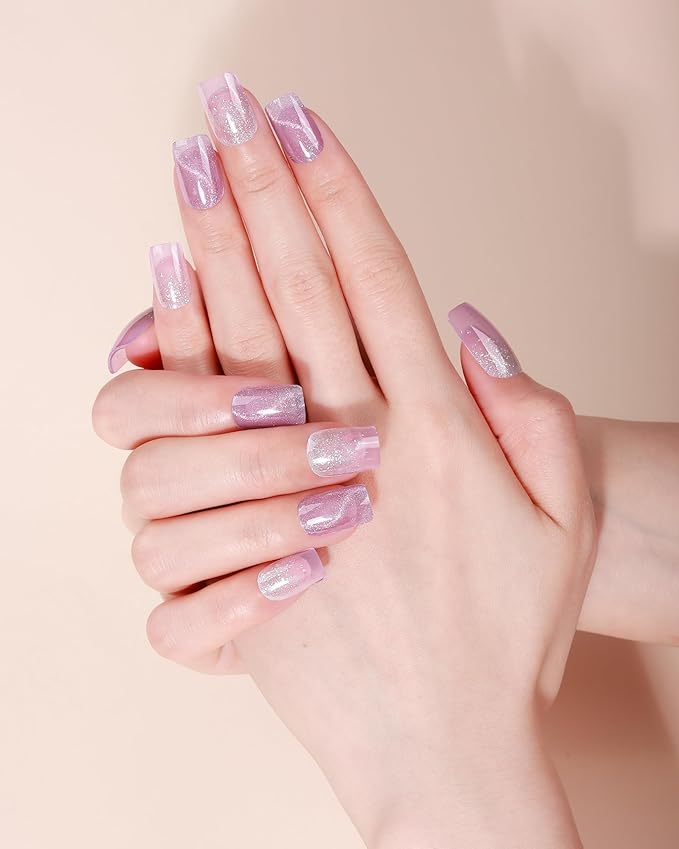 Semi Cured Gel Nail Strips - 20pcs Glaze Gel Stickers, Salon Quality DIY Wraps, Easy to Apply, UV Light Required