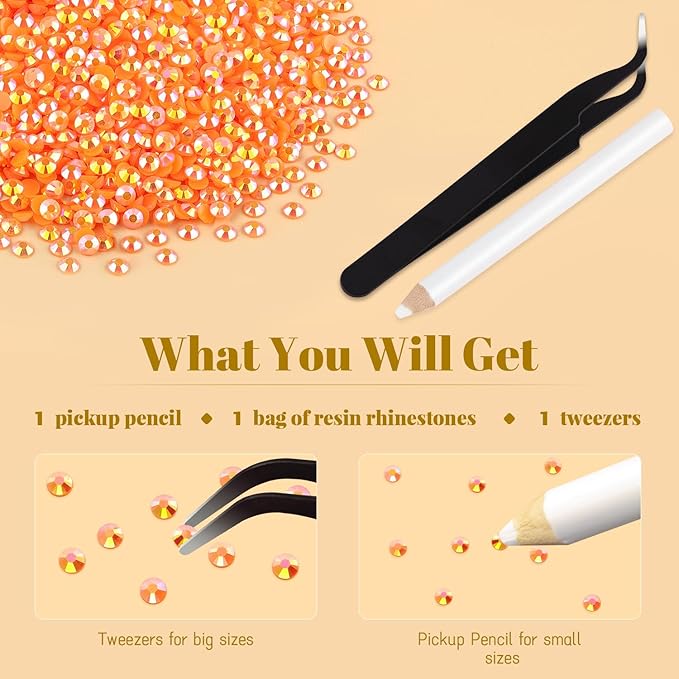 12000PCS 2mm Resin Jelly Rhinestones in Bulk (Orange AB), Bedazzling Flatback Crystals Rhinestones for Crafting DIY Nail Decoration, Gems Diomand Charms for Tumbler Shoes Clothing Fabric