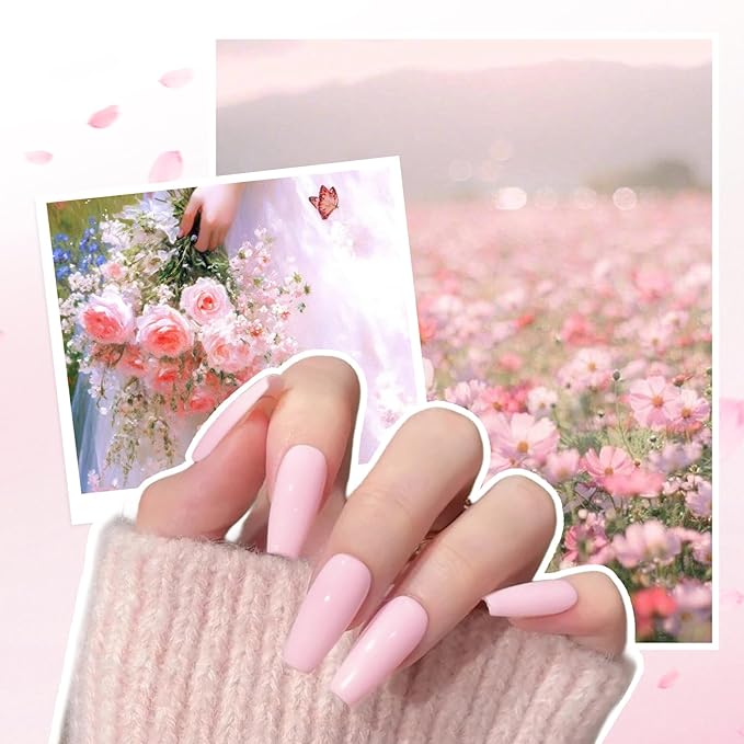 24Pcs Pink Gel Nail Polish Set Pastel Pink Sweet Lovely Nude Pink Nail Polish Peach Gel Polish DIY Manicure Nail Salon for Women Girls