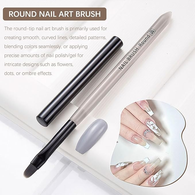 Oval Nail Cleanup Brush, Gel Nail Brushes Acetone Manicure Brush for Builder Gel | French Tips | Salon & Home Use | Nail Artists & DIY Enthusiasts