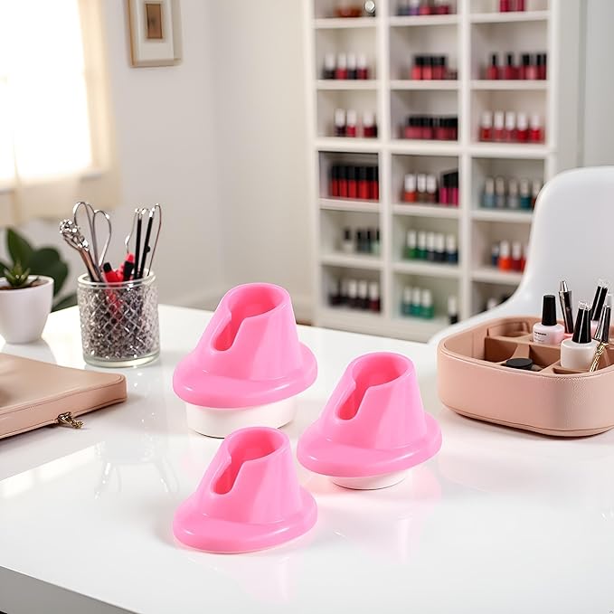 3Pcs Pink Soft Rubber Nail Polish Bottle Holder Stand Anti-Spill Nail Art Organizer Display Manicure Tools for Nail Art Salon Cosmetic Display Cases