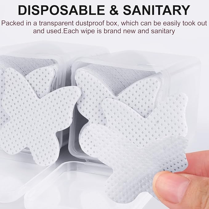 400PCS Lint Free Nail Wipes, Pink Lash Extensions Glue Cleaning Wipes, Nails Cleaning Pads Supplies,accompanied by 1 Empty Pump-Style Bottle Dispenser (White)