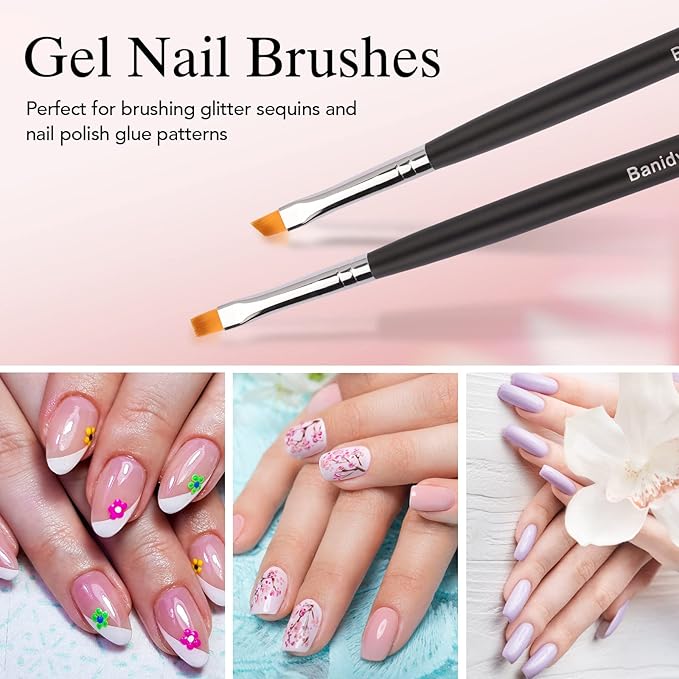 Nail Art Brushes for Gel Art Design Brush Tools Dual-Head Pen Painting Set Include Extension Brush Liner Brush Dotting Pen for DIY Manicure Polish Black