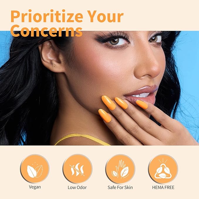 CANNI Orange Gel Nail Polish, 1Pcs Orange Gel Polish Bright Neon Orange Color High Gloss Soak Off U V French Nail Manicure Salon DIY