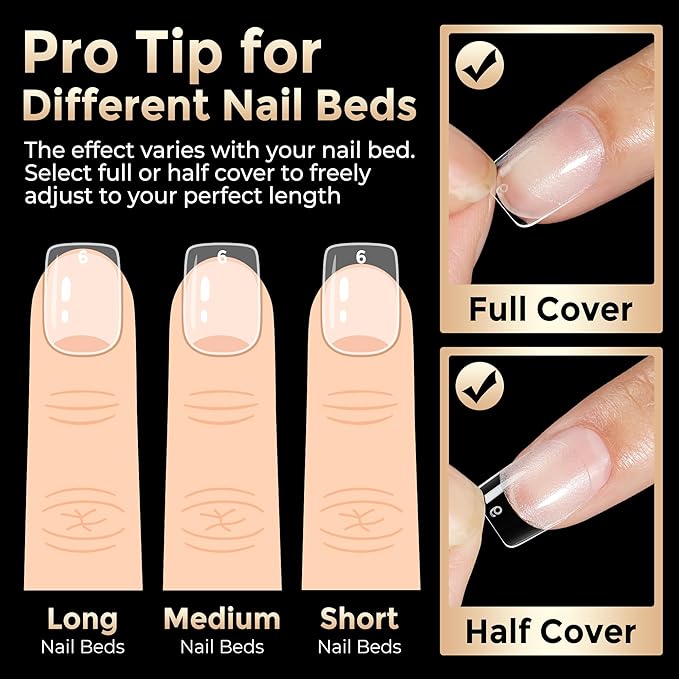Square Nail Tips: 504pcs Soft Gel Extra Short Press on Nails, 12 Sizes XS Full Cover Clear XXS Extra Small Square Gel Nail Tips for Nail Extension DIY Home