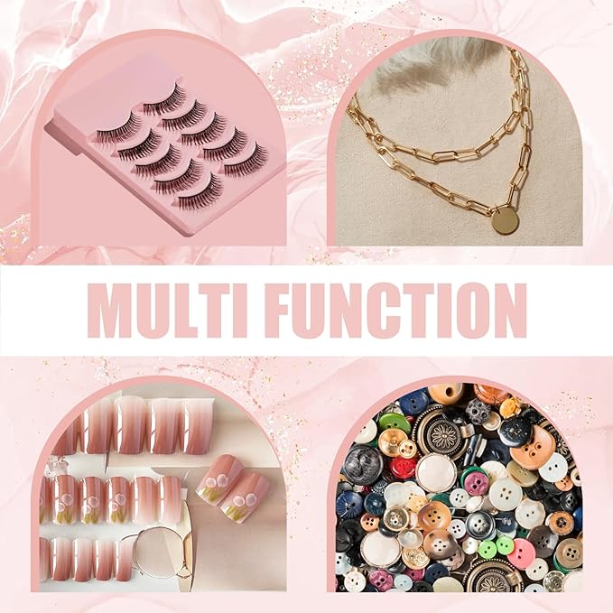 NICENEEDED 4 Pcs Plastic Press on Nail Storage Box, Fake Nails Packing Cases, Transparent Nail Organizer Display Boxes with Adhesive Double Sided Tape for Home DIY Nail Salon