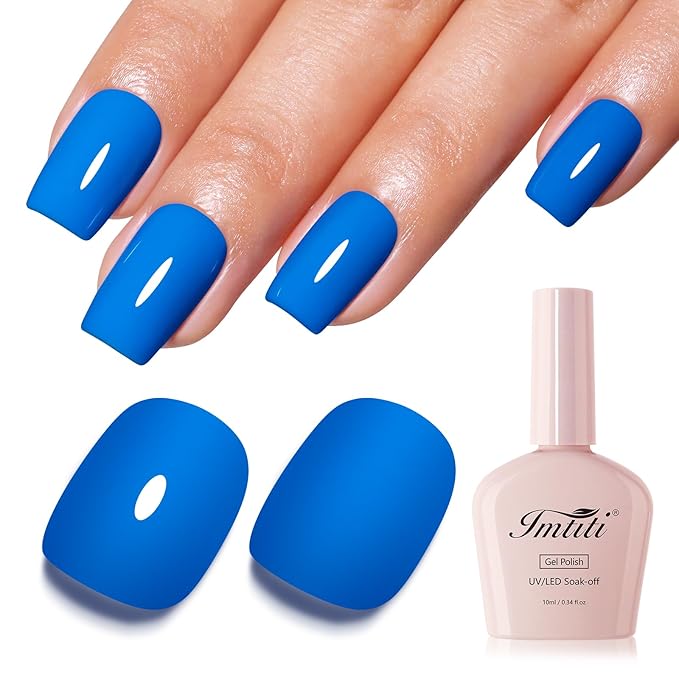Imtiti Electric Blue Gel Nail Polish, Blue Gel Polish for Nail Art Soak off UV Led Salon DIY at Home Gift for Women