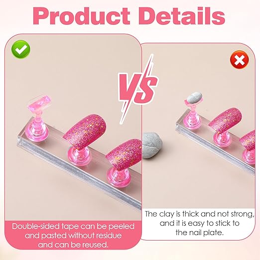 1000PCS False Tip Double Sided Adhesive Nail Tape, Pre-Cut 0.6×0.4in Clear Nail Sticky Tabs Nails Display Strips Adhesive Tabs for Nails Art Display Stand Color Displays Book