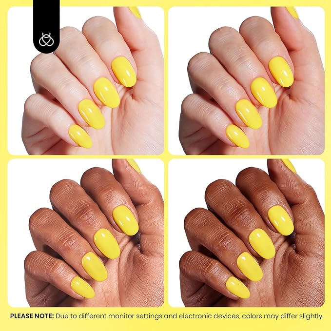 Beetles Yellow Gel Polish - HemaFree Lemon Yellow Gel Nail Polish, High Gloss Soak Off Sunrise Glow Spring Nails Art Manicure Salon