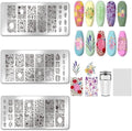 UNICRAFTALE 3Pcs Nail Stamping Plates Nail Stamper Kit with Seal Stamp and Scraper Vintage Garden Flower Dogs Image Stamp Plate Nails Art Tool for DIY Print Manicure Salon Design Gift
