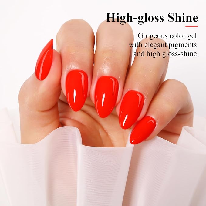 Imtiti Neon Gel Nail Polish, 0.5 Fl Oz Neon Red Gel Polish Soak Off LED U V Nail Gel Polish Spring Summer Gel Nail Polish DIY Nail Art Starter Manicure Salon Gel Nail Kit