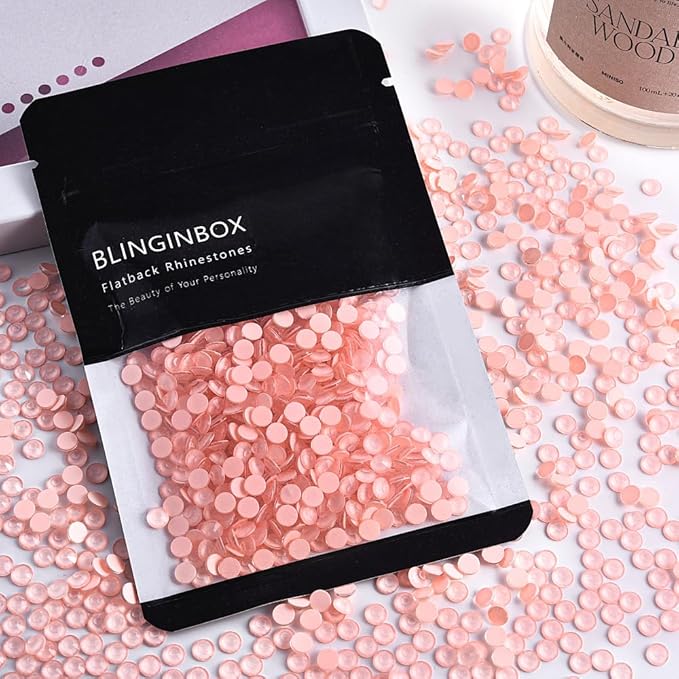 Blinginbox Flatback Rhinestones Round Gems, 288pcs Luminous Series Glass Stones Neon Gems Non Hotfix Crystal Rhinestones for Nail Charms Crafts Clothes Tumblers,Mac. Peach Luminous,SS30.