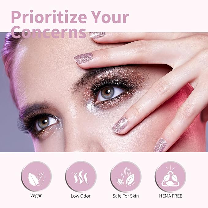 CANNI Glitter Purple Gel Nail Polish, 1Pcs Purple Sparkly Gel Polish Shiny Glitter Color Soak Off U V Nail Manicure Salon DIY at Home
