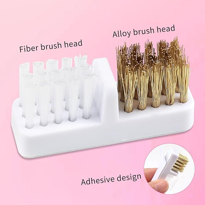 Nail Drill Bits Holder & Nail Drill Bits Cleaning Brush, 100 Holes Nail Bit Holder, Dustproof Nail Art Drill Bits Display Storage Box, Nail Drill Bit Holder for Nail Tech (Pink)