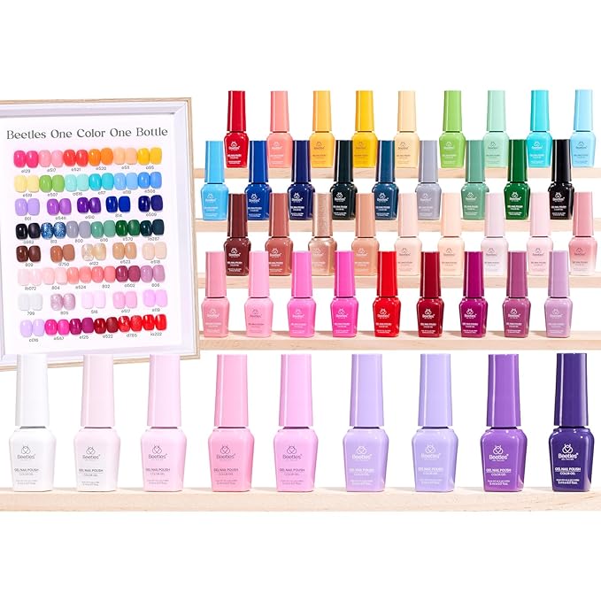 Beetles Gel Nail Polish Kit with U V Light - 45 Colors Valentines Gel Polish Set 75 Pcs One Color One Bottle Emotional Journey Kit with Top Base Coat Beauty Must Have Salon Gifts for Women Teen Girls