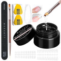 Makartt Clear Gel Builder Kit: Self-Levelling, Long Lasting Extension Hard Gels for Strengthener, Broken Nails Repair Gel Kit with Paper Forms, Dual forms, Nail File and Dual-End Brush 1.06 oz