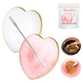 MelodySusie 2PCS Heart Shape Resin Nail Art Palette Set with Stainless Steel Mixing Stick, Professional Color Mixing Board for Gel Polish, Acrylics, Pigment Blending, Salon and DIY Makeup Tool