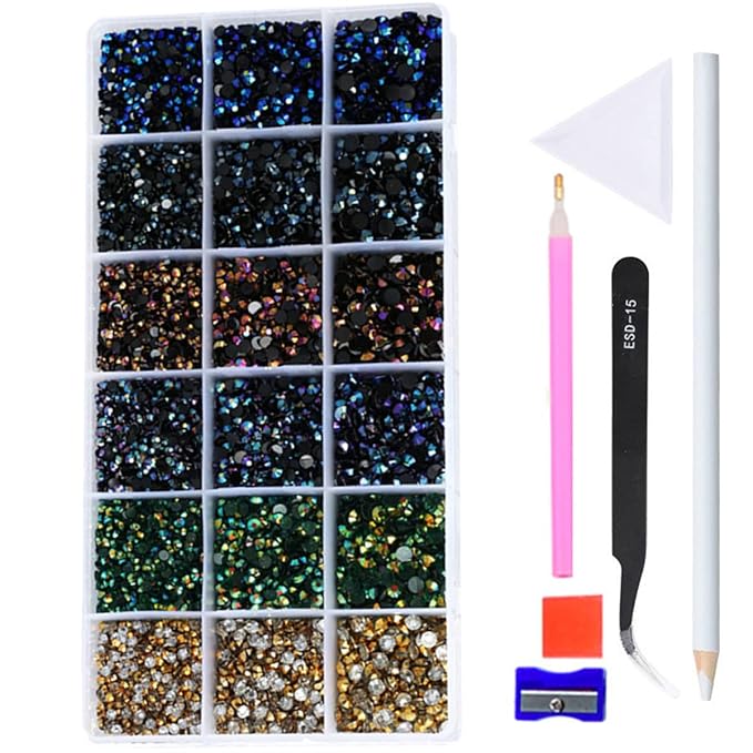 22380pcs Resin Rhinestones Set 3/4/6mm Flatback Stones Glitter Crystal Bulk for Garment Nail Art Decorations Resin Flatback Rhinestones Kit for Nail Crafts Tumbler Round Shape(MM)
