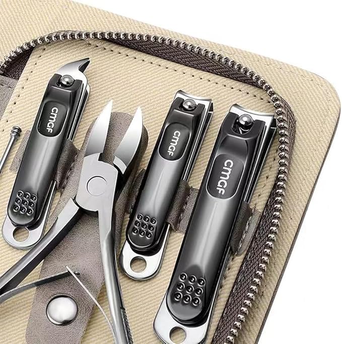 Professional Manicure Kit, Nail Scissors, Cuticle Cutter, Nail Clipper, Hand Sanitizer, Grey