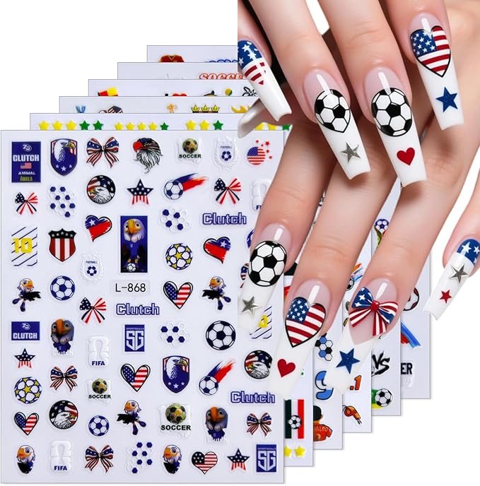 World Cup Nail Stickers Football Soccer Competition Nail Decals Stickers