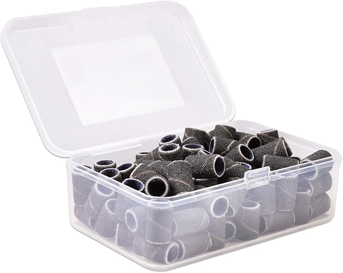 100 Pcs Large Nail Drill Bits Sanding Bands for Nail Drill – Nail File for Acrylic Nail Gel Manicures Pedicure PANA Nail Drill Bits (Sanding Bands Variation 01) (120 Grit, Large Black)