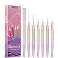 6Pcs Nail Art Liner Brushes, Striping Nail Art Brush for Gel Polish Painting, Thin Detail Brush Fine Drawing Art Design Pen Size 5/7/9/11/15/25mm